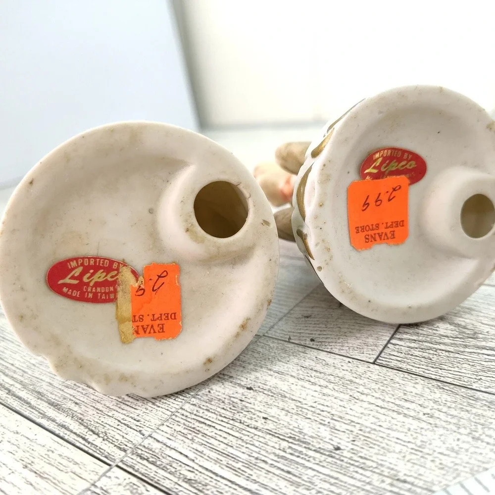 Elderly Couple sitting on‎ Benches Home Decor Porcelain Figurines Lipco Vintage